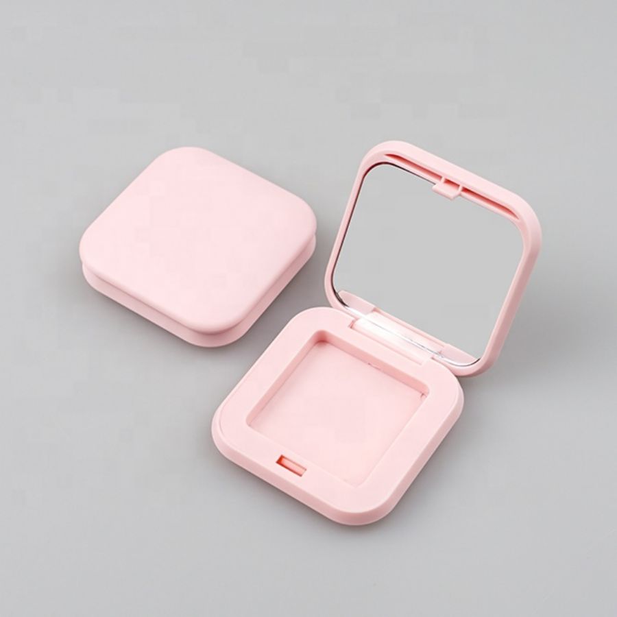 Cosmetic Packaging Blush Empty Packaging With Mirror Pink Mini Pressed Powder Container